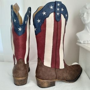 Patriotic Heeled Boots for Women